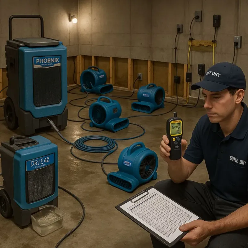 Structural Drying and Dehumidification process in Colton, CA